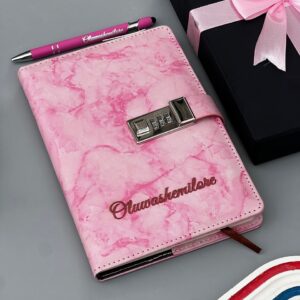 A passcode notebook with pen