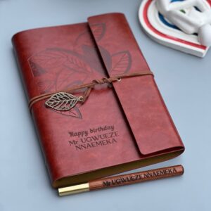 Leatherbound with wooden pen