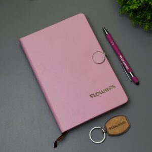 Round Clasp Notebook, Pen and Keyholder Set